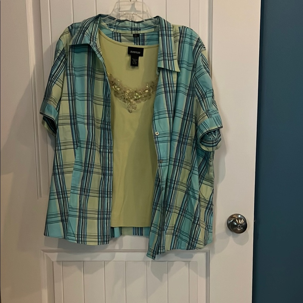 Avenue Plaid Tunic in Blue and Green
